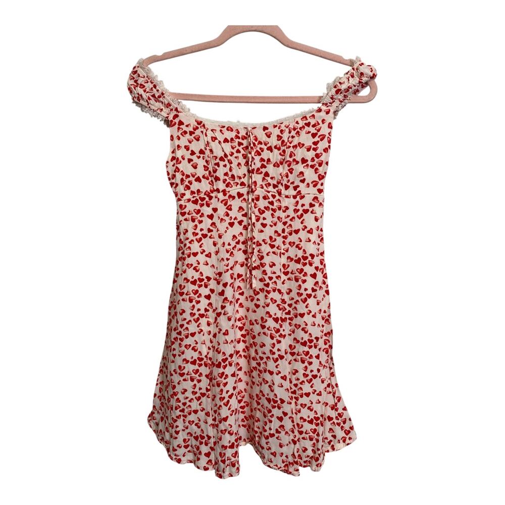 Wild Fable Hearts Mini Frilly Dress Lace Trim Neckline Rayon Size XXS